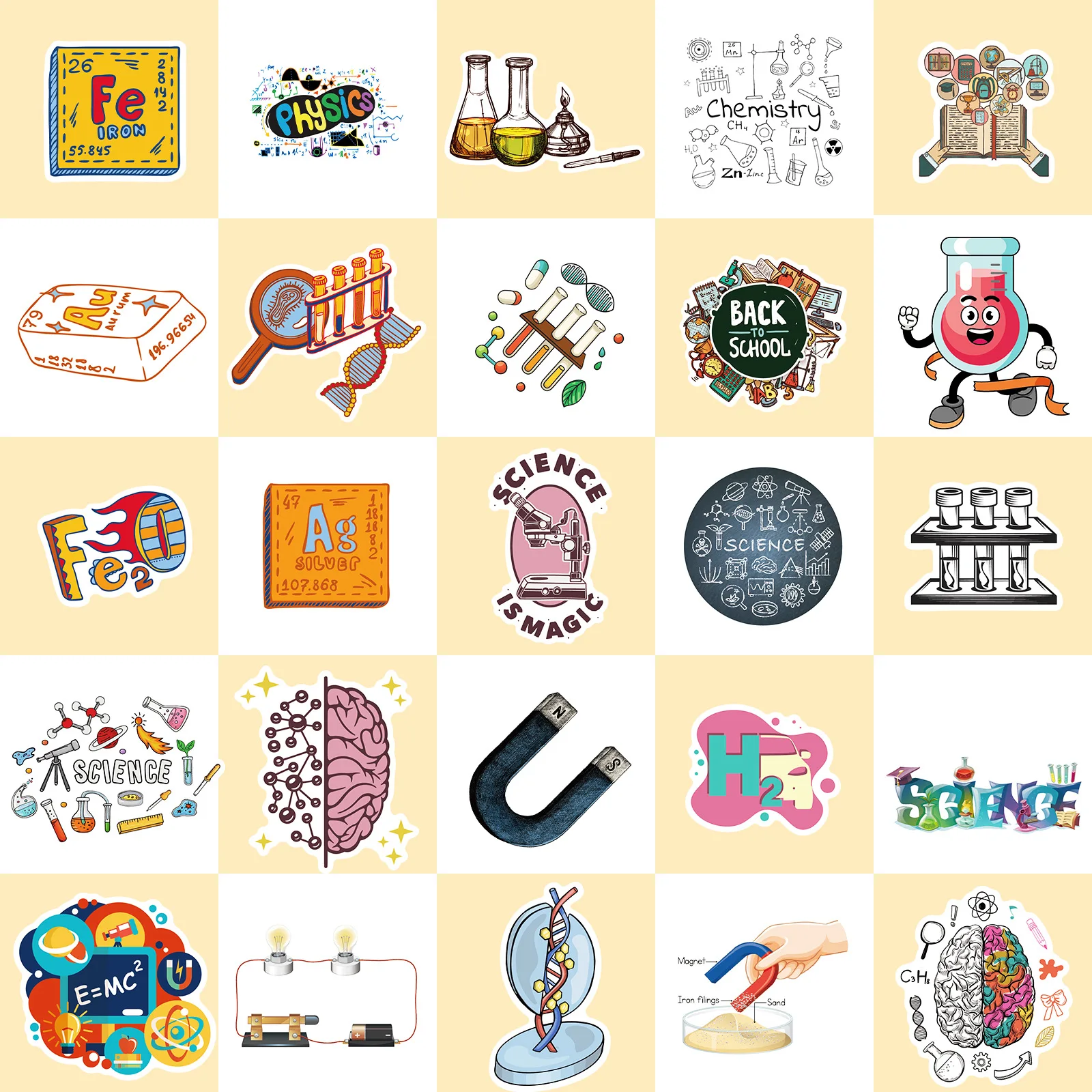 10/25/50pcs Chemistry Laboratory Stickers Graffiti Science for DIY School Students Scrapbooking Phone Laptop Skateboard Helmet