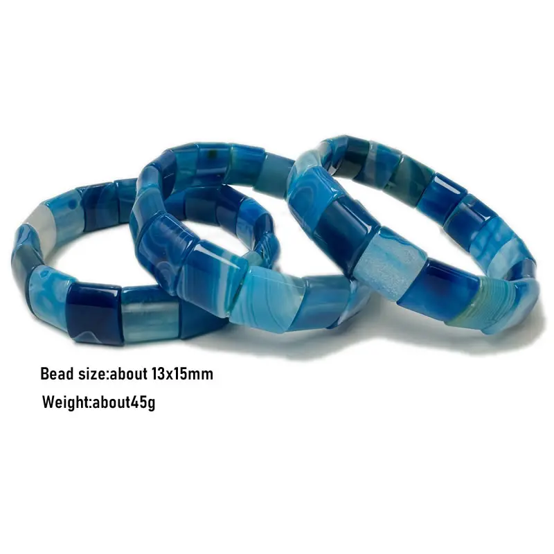 Pillow Shape Natural 13X15mm Stone Beads Agate Bracelet Omen Men Classic Handmade Stretch Jewelry Energy Yoga Gifts
