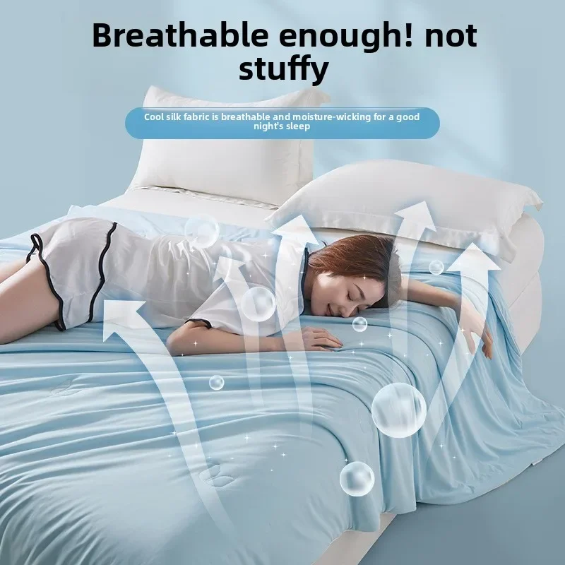 

For Class A Class 7A Antibacterial Cooling Tiansi Summer Quilt Solid Color Summer Quilt Air Conditioner Students Thin Quilt Sing