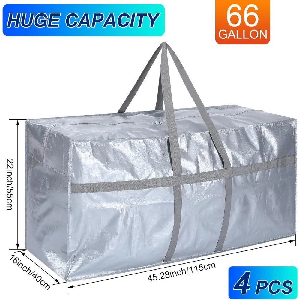 Large Storage Bags with Zipper and Handles Foldable Moving Heavy Duty Extra Tote Duffle Bag for College Dorm Travel Clothes