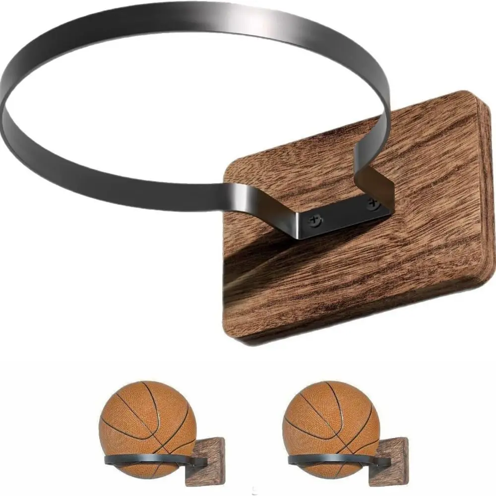 

Деревянная подставка для баскетбольного мяча, многофункциональный универсальный настенный держатель для футбольного мяча, компактная подставка для хранения, декор для дома