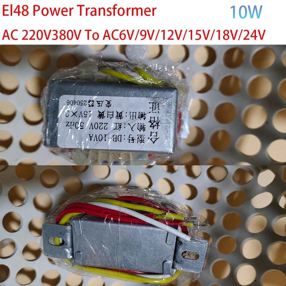 10W DB-10VA AC 220V 380V To AC 6V/9V/12V/15V/18V/24V EI48 Power Transformer Dual Voltage Output 3-Line Low-Frequency Transformer