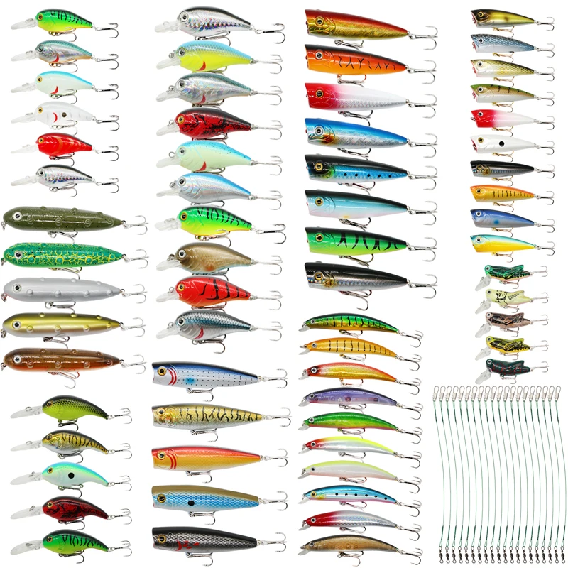 Fishing Lures Wholesale 84PCS/bag Minnow Popper Crankbait Bass Mixed Plastic Bait Set  Fishing Lure Kit