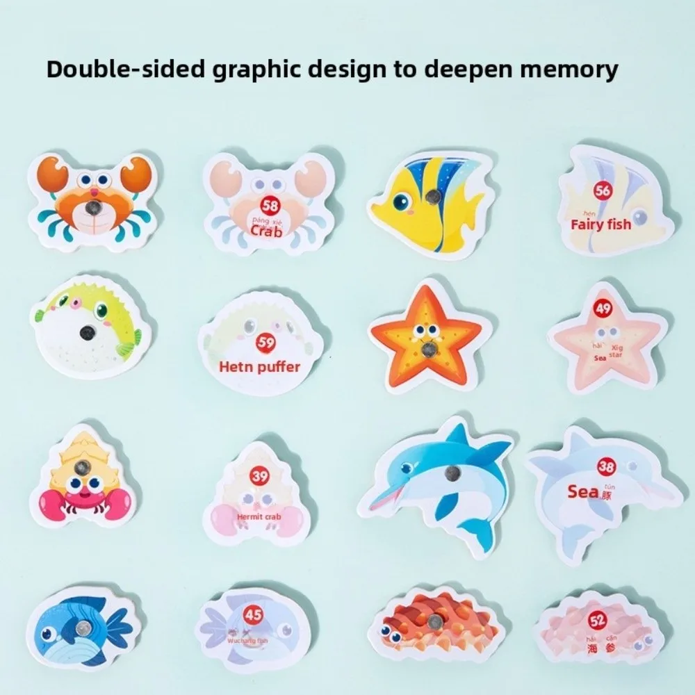 Nowa Drewniana Gra Montessori w Łowienie Rybek, Kolorowa, Rozwijająca Inteligencję, Zabawka Edukacyjna z Motywem Morskim, Magnetyczna Gra w Łowienie Rybek, Wczesna Edukacja