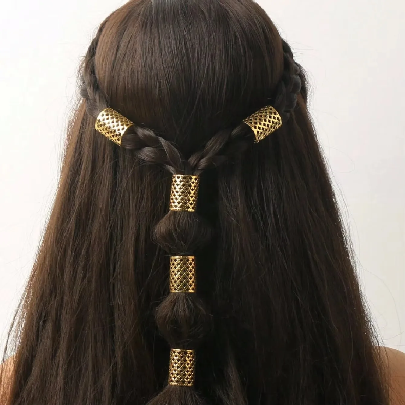 

Hollow Pattern Gold Metal Hair Clips Durable Anti Tangle Braid Rings DIY Hair Accessory for Women Party Daily