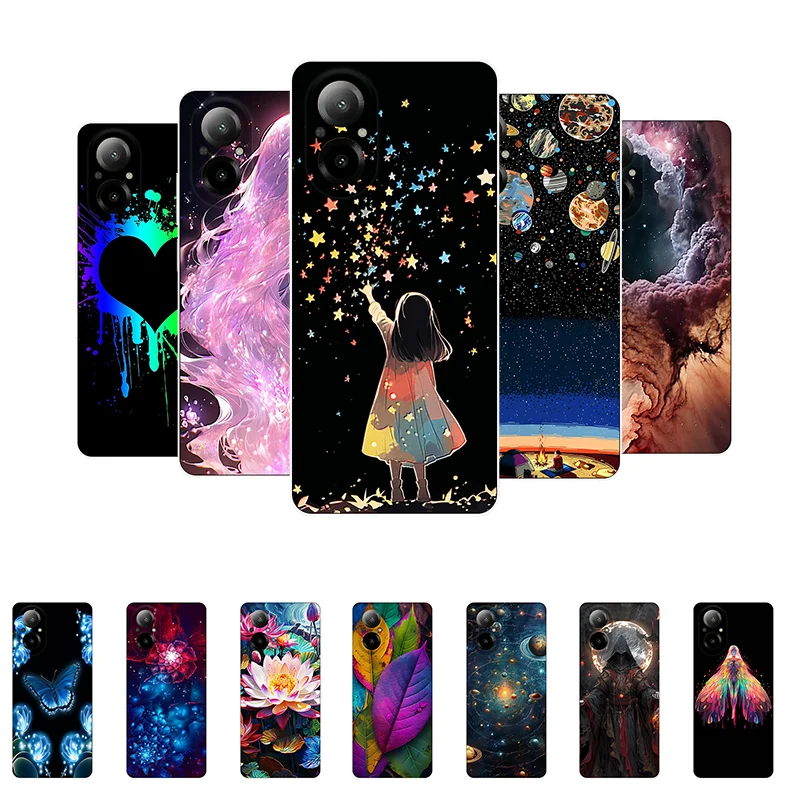 For Realme C67 4G Case Shockproof Painted TPU Soft Back Cover For Realme C67 C 67 RMX3890 Silicone Case RealmeC67 4G Girl Flower