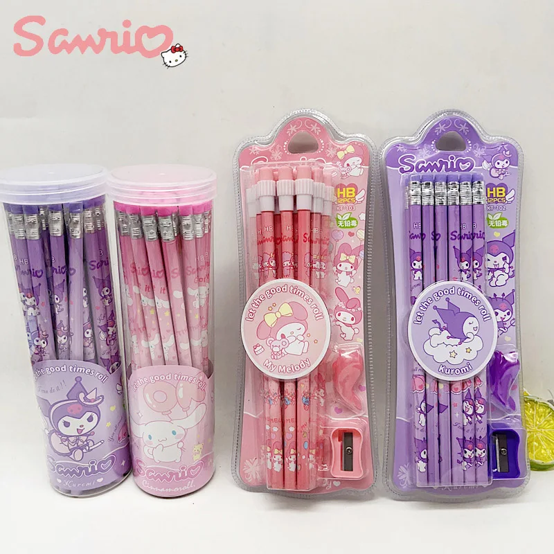 

36/90pcs Sanrio Cartoon Creative Pencil Kuromi Melody Cinnamoroll With Eraser Hb Pencil Student Drawe Stationery School Supplies