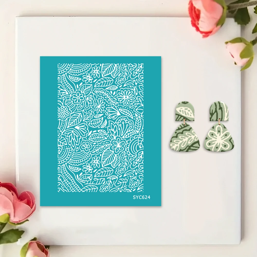 Polymer Clay Silk Screen Stencils,Reusable Sugar Skull/Spider Web Print Templates,DIY Earring Making Tool for Halloween Handmade view 3