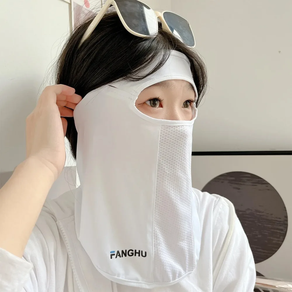 UV Protection Ice Silk Mask Sun Proof Bib Solid Color Face Cover Face Shield Summer Face Scarves Sunscreen Face Scarf Riding image 4