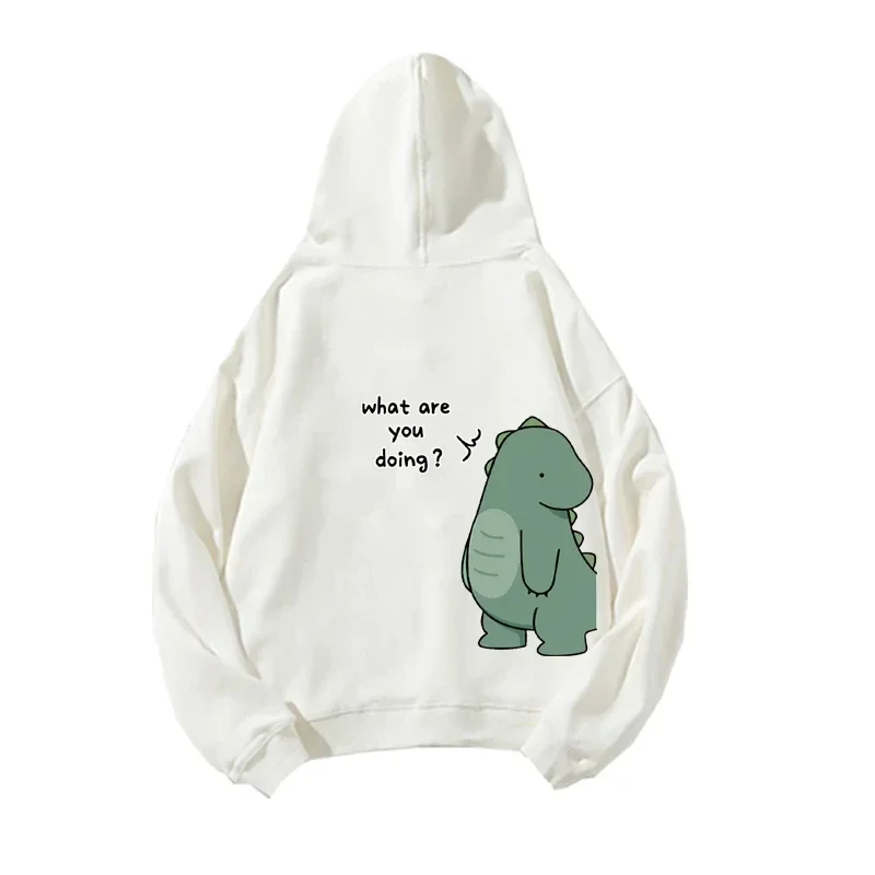 2024 Fun Dinosaur Couple Hoodies Men and Women Fashion Cute Simple Long Sleeve Hoodies Street Trend Harajuku Large Sports Shirt