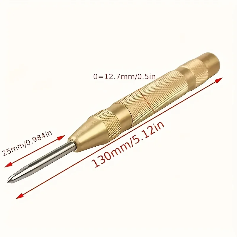 1pc 5-Inch Spring-Loaded Automatic Center Punch - Steel, Precision Marking & Hole Starter Tool