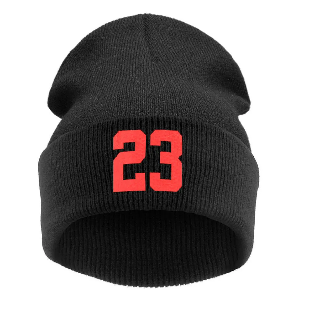 Winter Knitting Hat Skullie Beanie Cap 23 Number Punk Personality Teens Street Dance Hip-hop Caps Beanies Knitted Bonnet Unisex