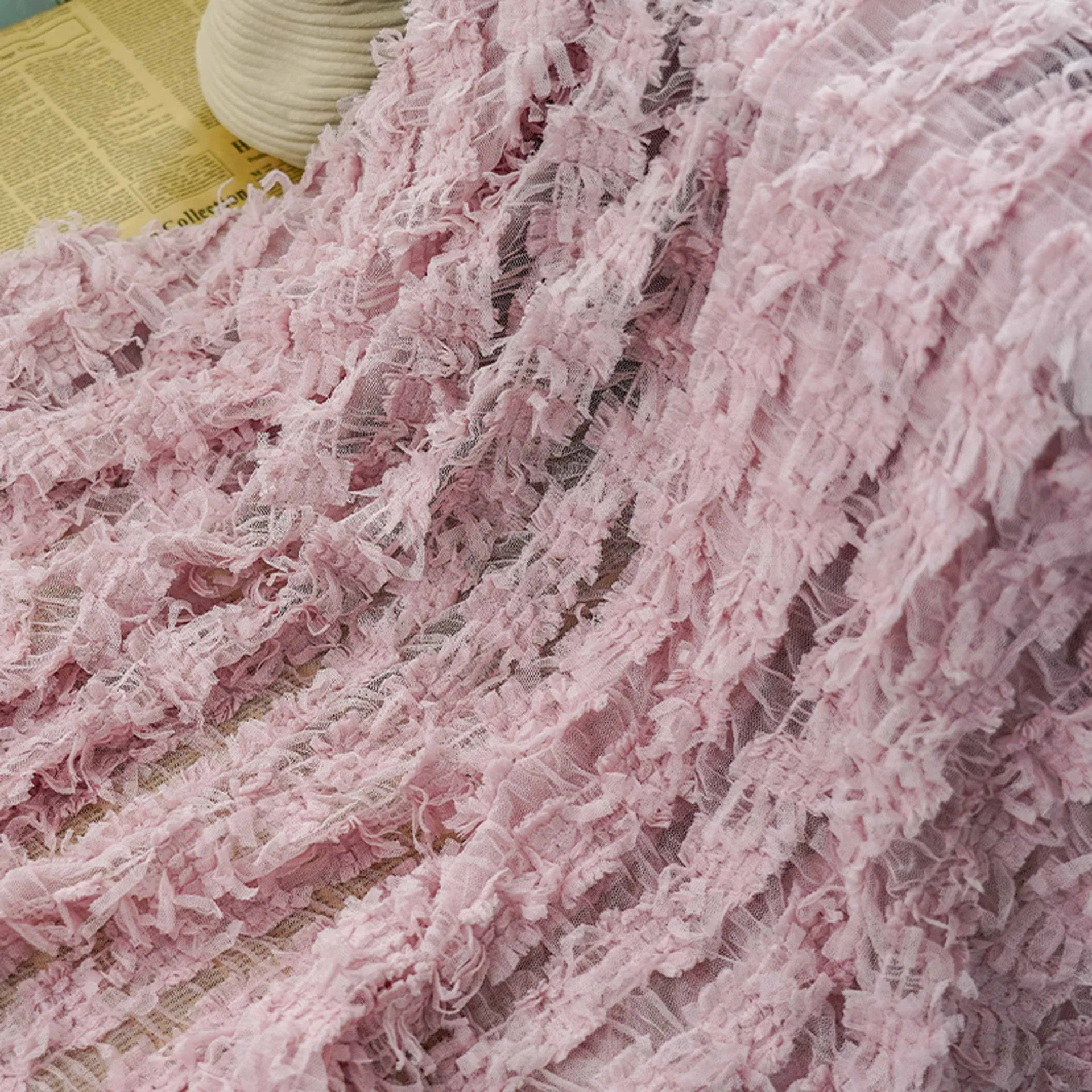 1Yard 150cm Wide Lace Sheer Midi Skirt Embroidered Fabric Multi Color Elegant Dress Evening Gown Women Clothing Material