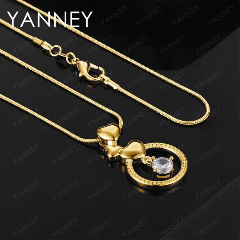 

925 Sterling Silver 18K Gold 16-30 Inch Exquisite Cubic Zirconia Pendant Necklace Stylish Women'S Wedding Gift Accessory