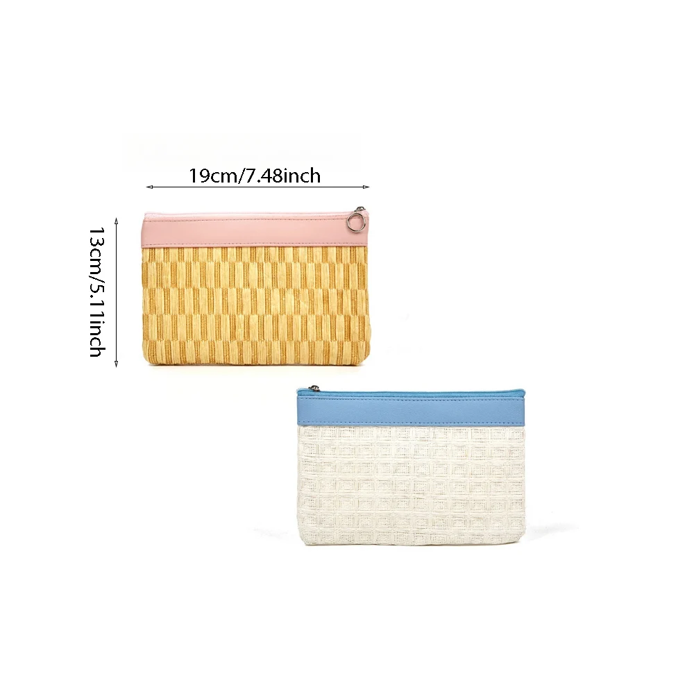 Casual Large Capacity Cosmetic Bag  Ins Style Storage Bag Girl Phone Personalized Weave Coin Purse Beach Trip Bag