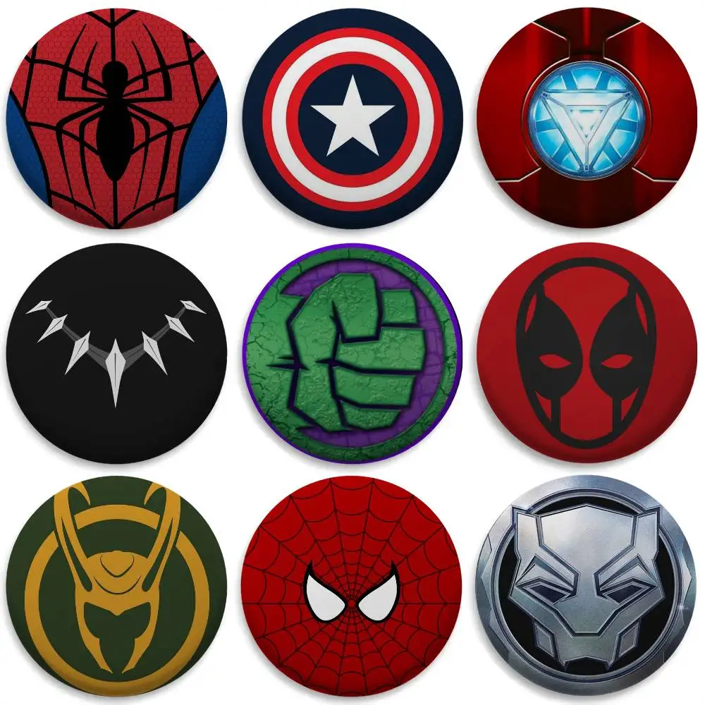 

Iron Spider Man Captain Hulk Badges Round Exquisite Badge Brooches Creative Pins For Clothes Hat Backpack Gift Accessories