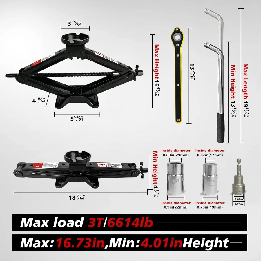 مقبس مقص السيارة المحمول لطراز تسلا Y موديل 3 S X مع سعة 6614 رطل 3 طن يتضمن مقبس مقص أسود مثقاب A #2