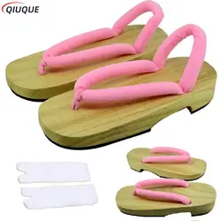 Anime Cosplay Accessory Kamado Nezuko Cosplay Clogs Kimono Flip-flops Geta Slippers Shoes