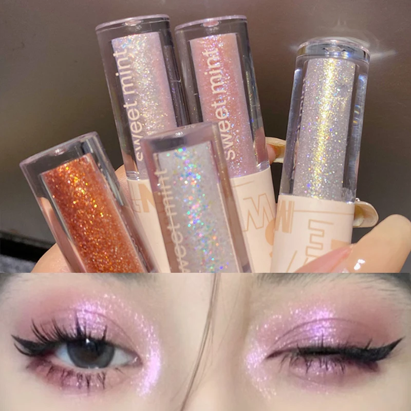 Shining Liquid Eyeshadow Eyeliner Pearlescent Glitter Highlighter Eye Shadow Liquid Brighten Silkworm Lasting Makeup Cosmetics