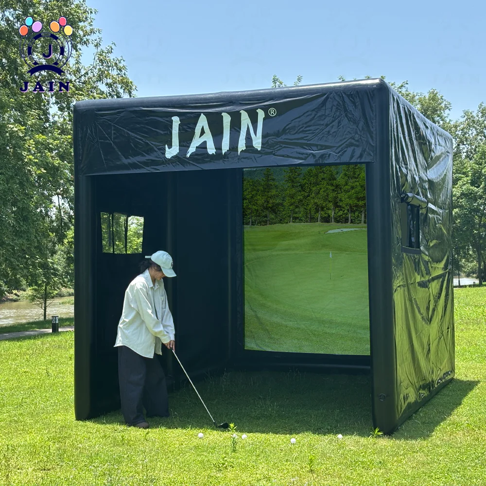 US Stock 13ft Inflatable Golf Simulator Tent For Practice Swing With Screen PVC Inflatable Driving Range For Outdoor Training