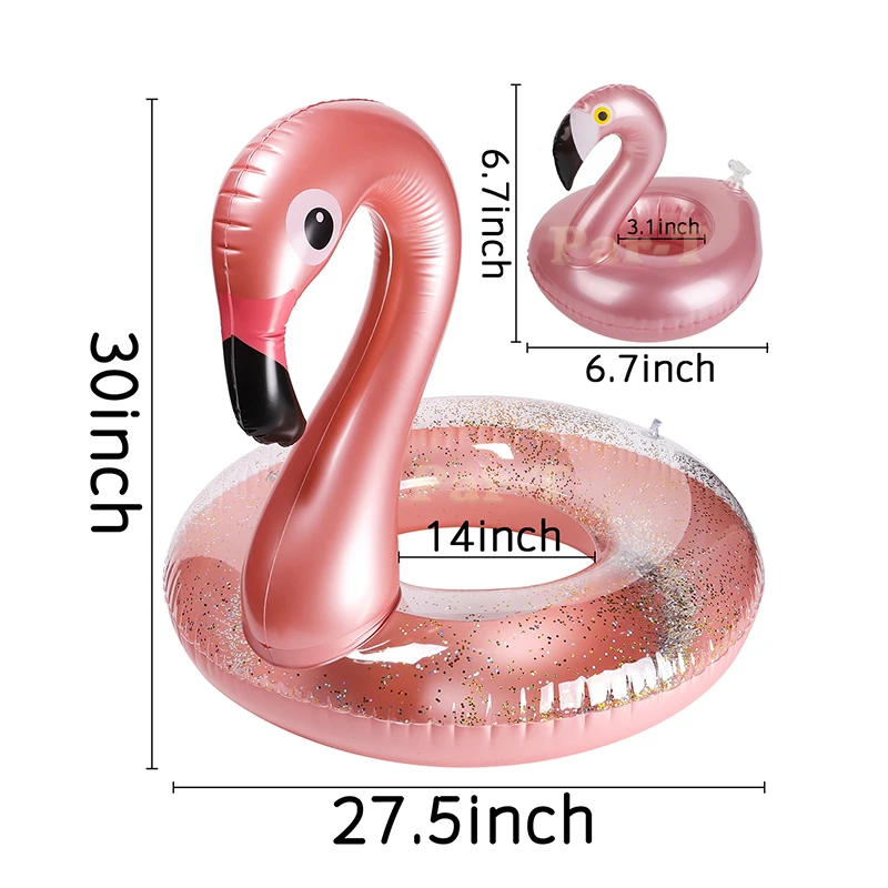 2Pcs Inflatable Flamingo Pool Float Flamingo Uống Chủ Thiết Lập Mùa Hè Bãi Biển Nhiệt Đới Hawaii Theme Đảng Bơi Vòng Đối Với Trẻ Em