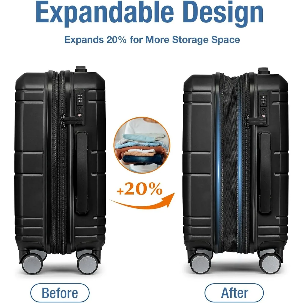 Bagaglio a mano leggero con guscio rigido approvato dalla compagnia aerea con lucchetto TSA, 22x14x9, valigia piccola con ruote da viaggio
