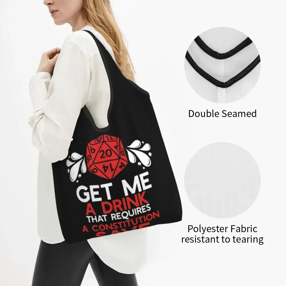 DND Pen And Paper Gift Id Portable Tote Shopping Bags Reusable Shopper Bag Grocery Handbag Shoulder Bag