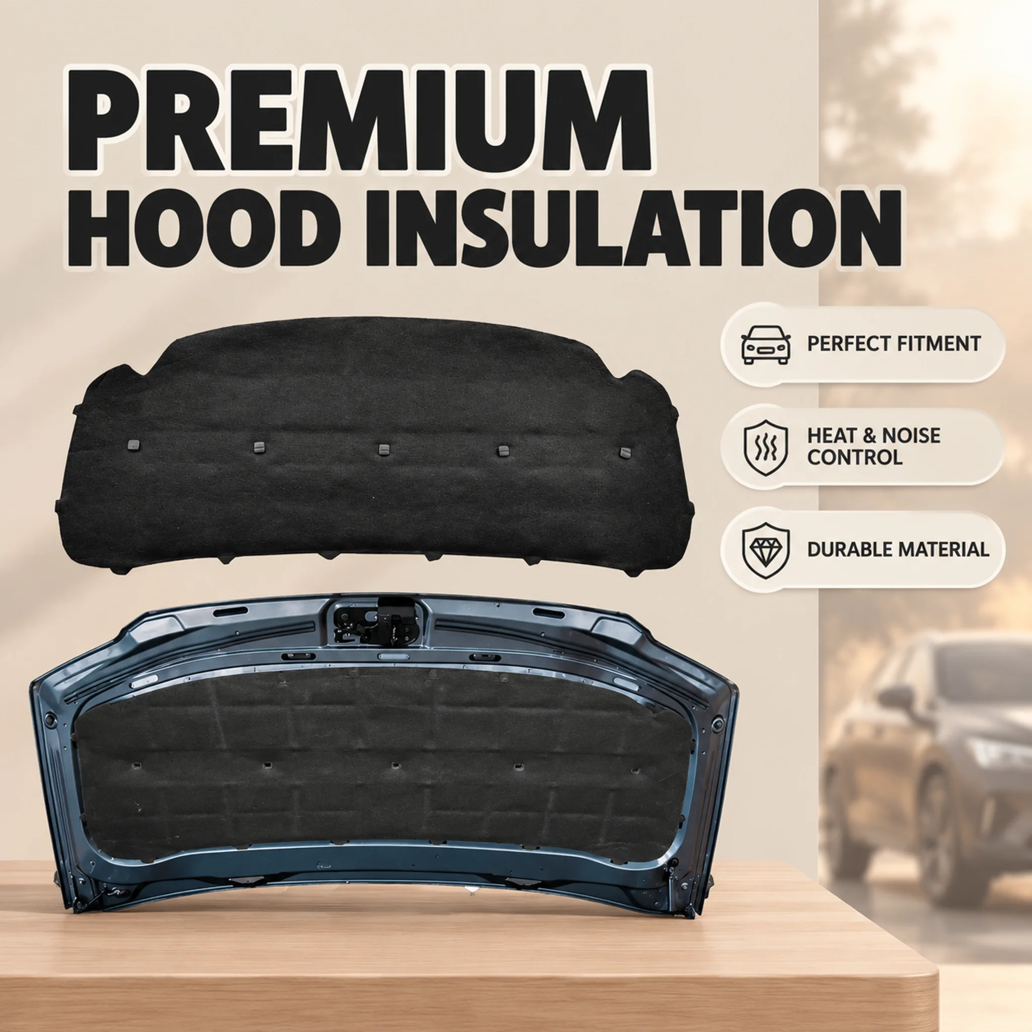 Per Volkswagen Touran 2003-2008, cuscinetto in cotone per l’isolamento termico del cofano anteriore, tappetino fonoassorbente per il vano motore, protezione resistente al calore, cuscinetto per la