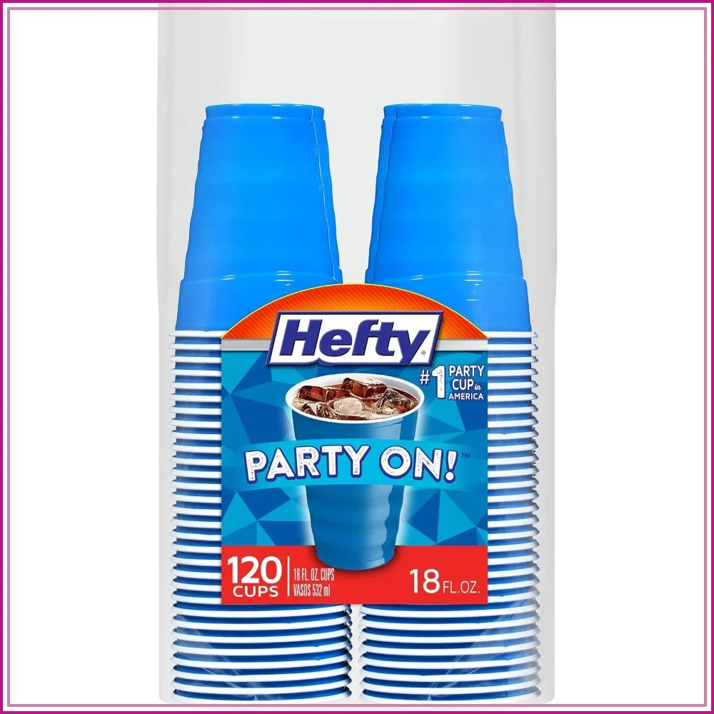 120-Pack 18oz Disposable Plastic Cups, Marine Blue for Parties & Events