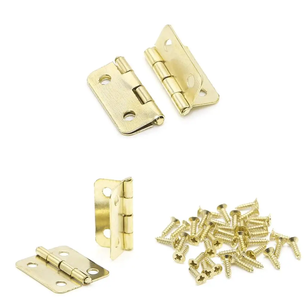 10x Kitchen Cabinet Door 4 Holes Drawer Hinges Jewelry Box Furniture 18x16mm
