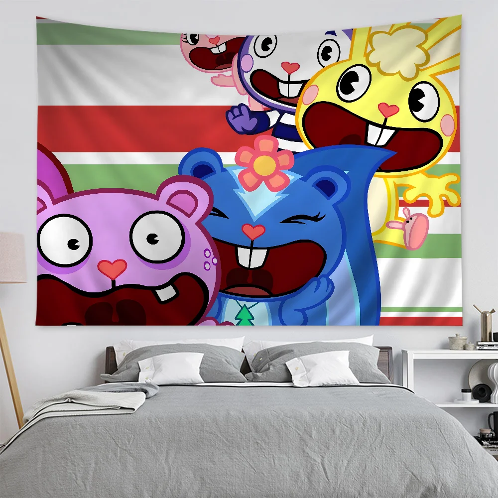 Happy Tree Friends Cartoon Tapestry Home Decoration hippie bohemian decoration divination Home Decor