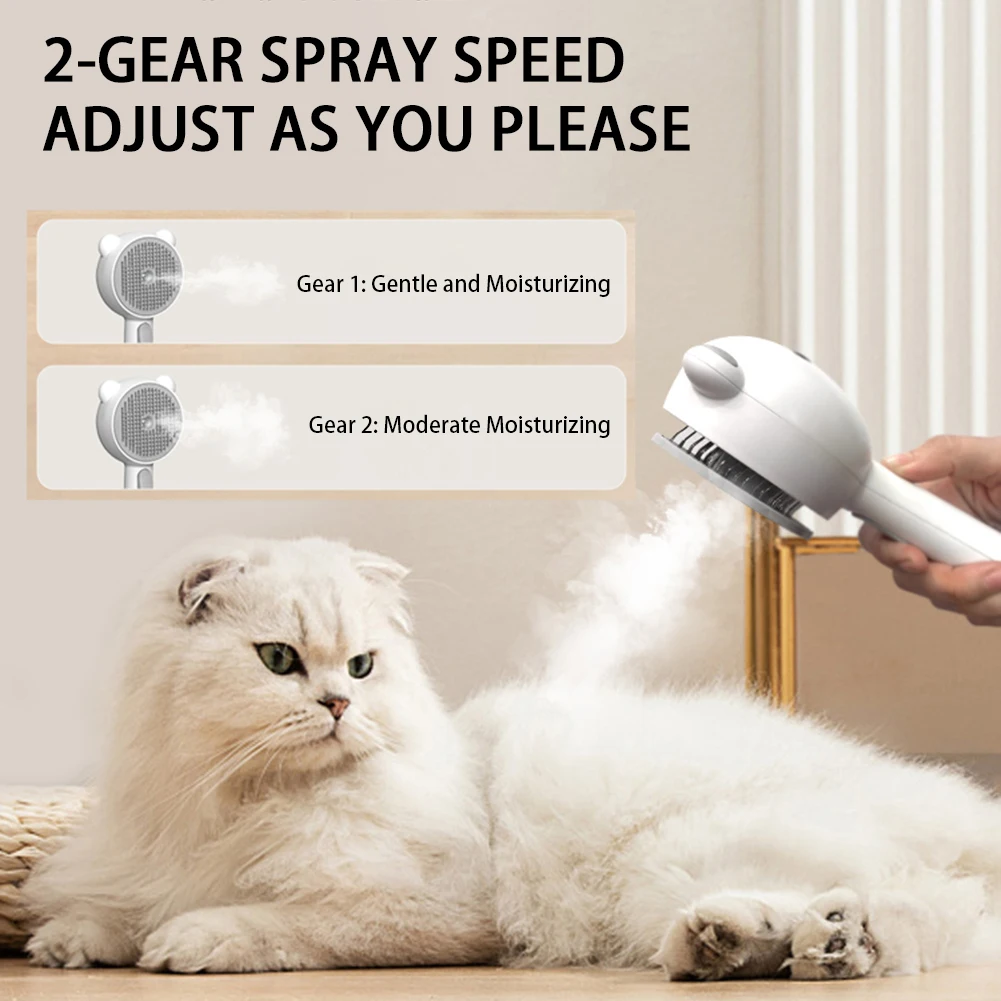 3 In 1 Pet Brush Cat Steams Brush Dog Comb Usb Charging Cat Massage Comb Pet Hair Removal Brush