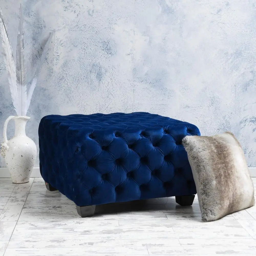 Christopher Knight Home Jaymee Veet Ottoman, Navy lue