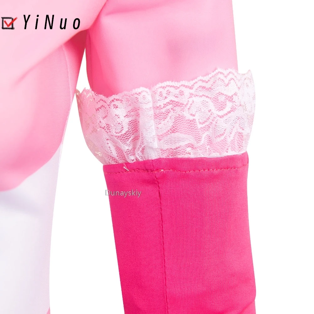 Engel Staub Cosplay Fantasie Anime Cartoon Hotel Verkleidung Kostüm Handschuhe Fliege rosa Kleid Outfit Frauen Halloween Rollenspiel Stoff