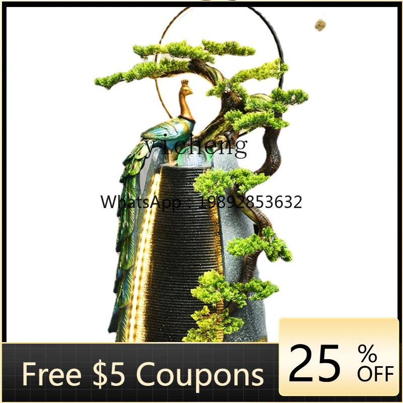 

ZZCx Peacock Water Fountain Decoration Making Money Circulating Water Living Room Balcony Entrance