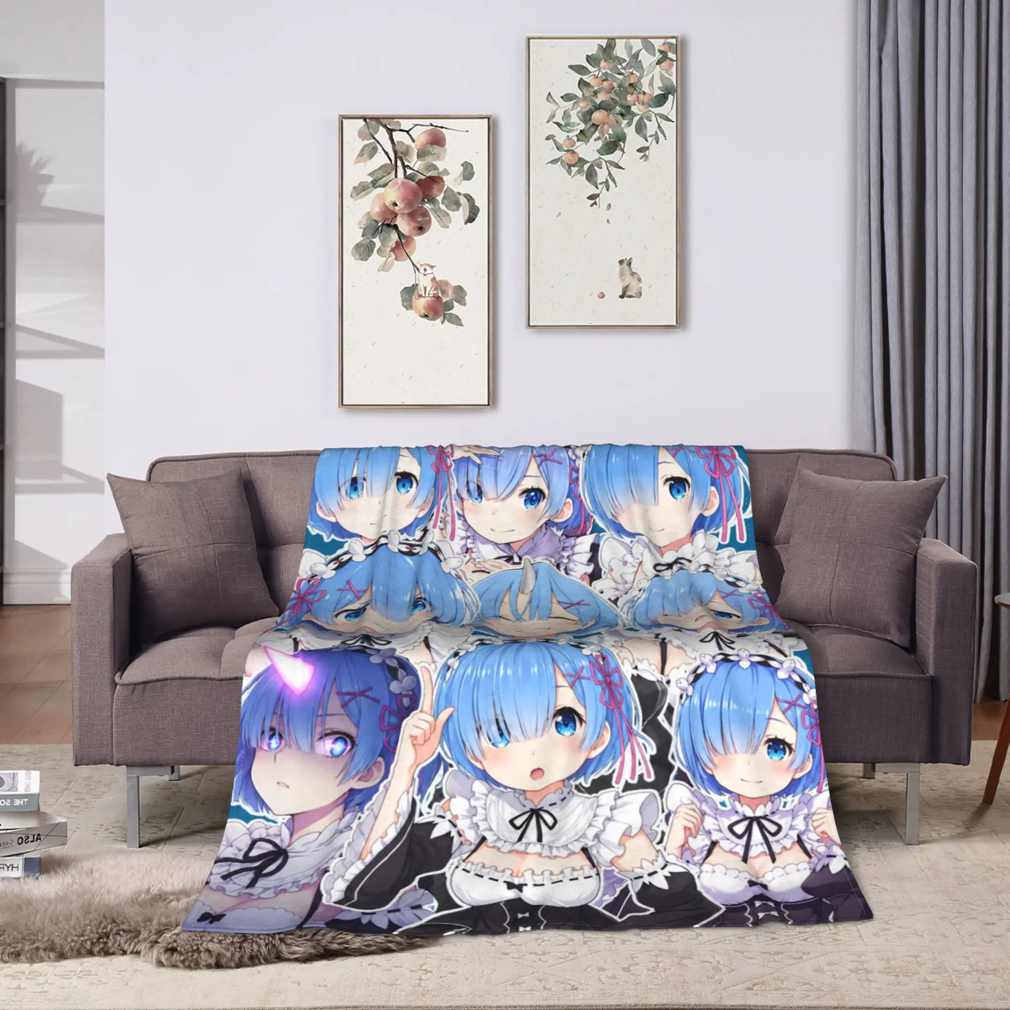 Anime Re Life In A Different World From Zero Rem Super Soft Blanket Plush Throw Blanket Couch Bed Flannel Bedspread Bed Cover