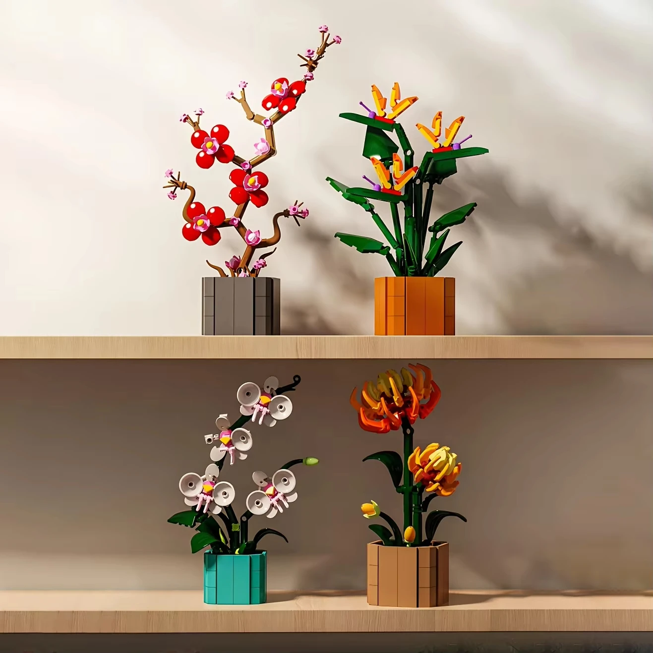 Miniature Potted Orchids Magnolias Paradise Birds Chrysanthemums Building Blocks Creative Valentine's Day Mother's Day Gift view 4