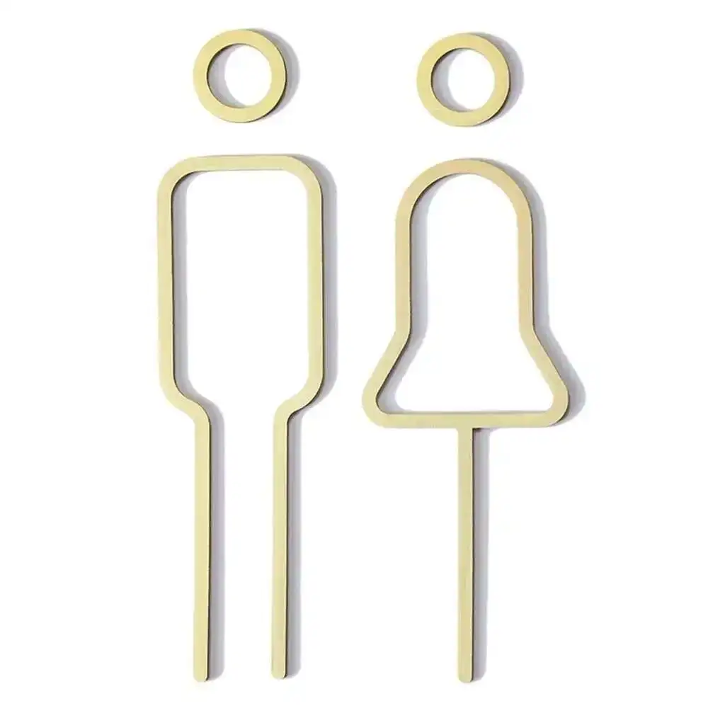 

1pcs Creative Brass Toilet Logo Men's and Women's Toilet Doorplate Wash Room Sign Wc Plate Metal Signage Board