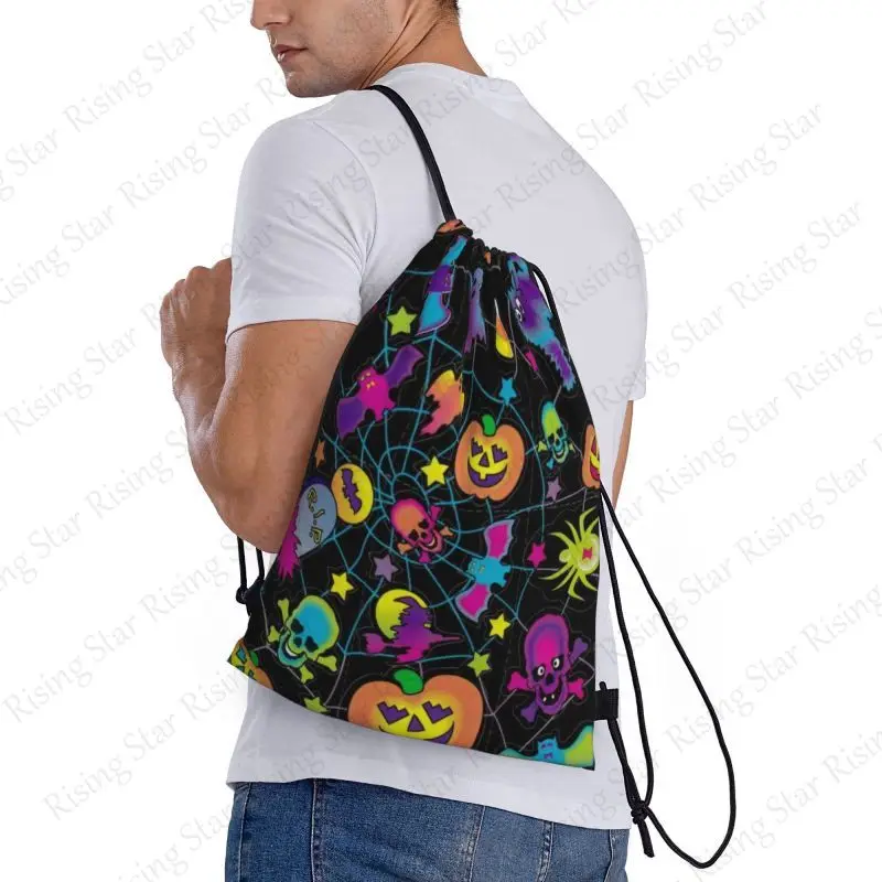 Halloween Gift Terror pumpkin Bicycle Backpack Gym Drawstring Shoe Bag Multifunctional Sports Bag Beach Travel Backpack Unisex