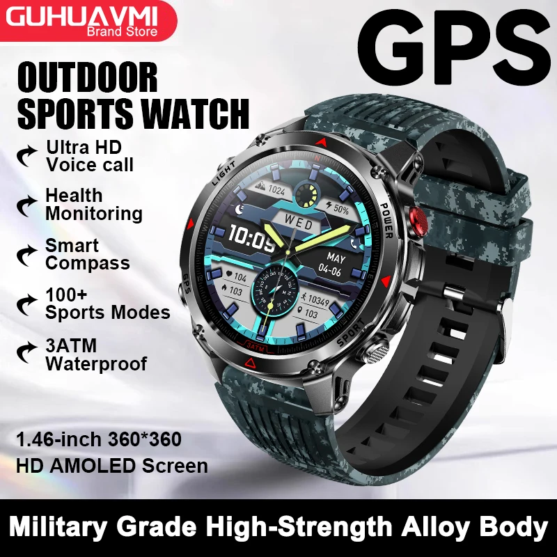 2025 Nieuwe GPS Kaart Navigatie Smart Horloge Mannen Vrouwen Amoled Scherm 3ATM Waterdichte Sport SmartWatch Kompas NFC BT Call Horloges Mannen
