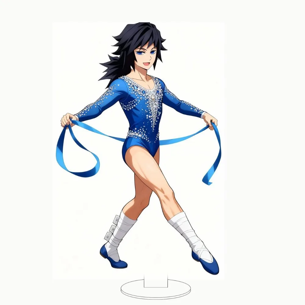 Anime Demon Slayer Acrylic Mini Stand Funny Gymnastics Dance Characters Tomioka Giyuu Rengoku Kyoujurou Cosplay Jewelry Gift view 3