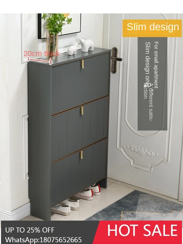 Aluminum Alloy Ultra-Thin Tilting Shoe Cabinet Home Doorway Outdoor Entrance Cabinet Waterproof and Sun Protection Customizable