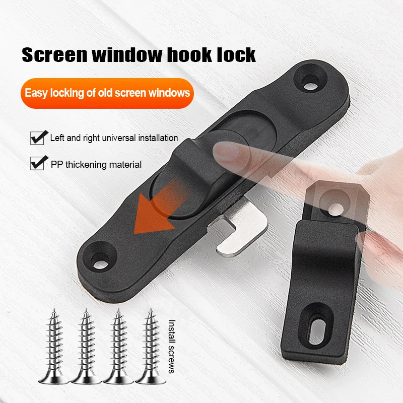 1Set Sliding Pull Door Lock Anti Theft Window Hook Lock Buckle Multifunctional Push-Pull Window Lock Hardware