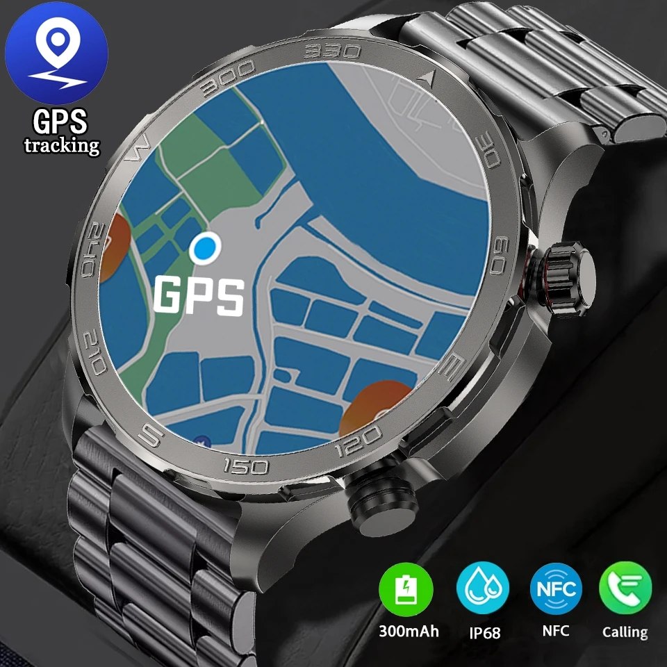 Outdoor Sports Smart Watch Men Sports Model Waterproof Fitness Heart Rate Watch Compass GPS Tracking NFC Bluetooth Call Watch