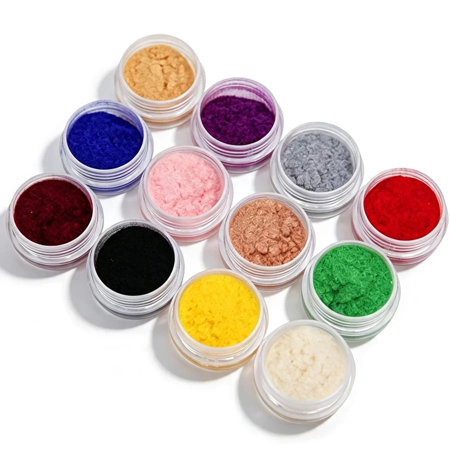 12 Farben Nagel-Velour-Flockpulver Winter Weicher Flock DIY Maniküre Pigment Kreative Nagelspitzen-Dekoration