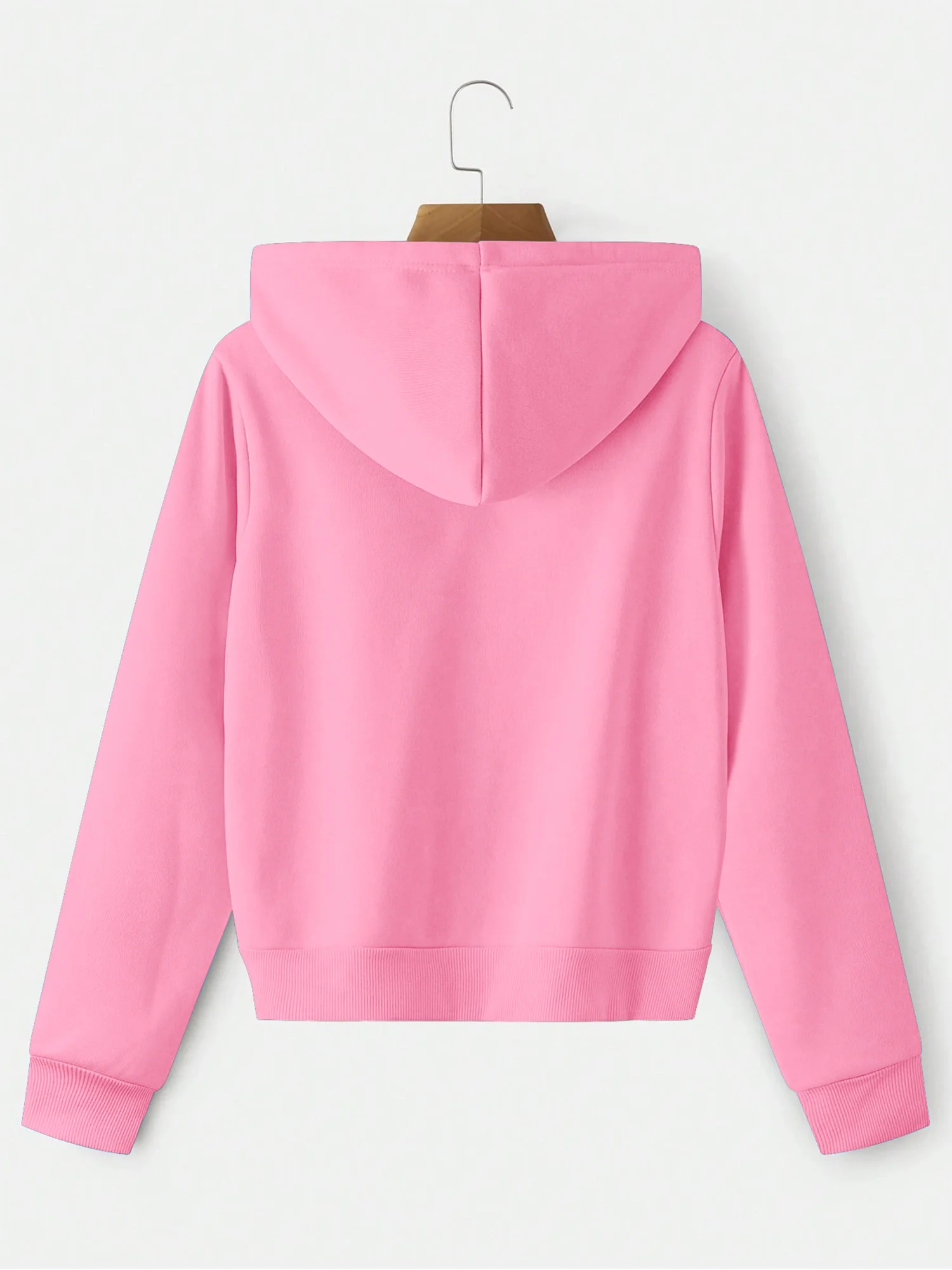 Damen Einfarbiges Old-School-Streetwear Crop-Hoodie mit Reißverschluss und Kordelzug, Langarm Basic-Oberbekleidung – Detail 3