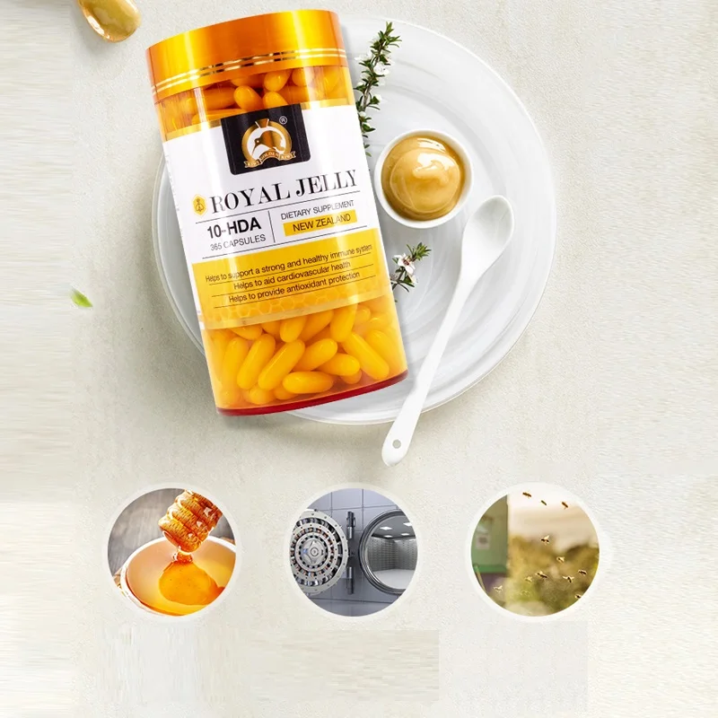 NewZealand Gold Kiwi Royal Jelly 365capsules Honey Bee Health Supplement Wellness Products Proteins Hormones 10HDA Immune System