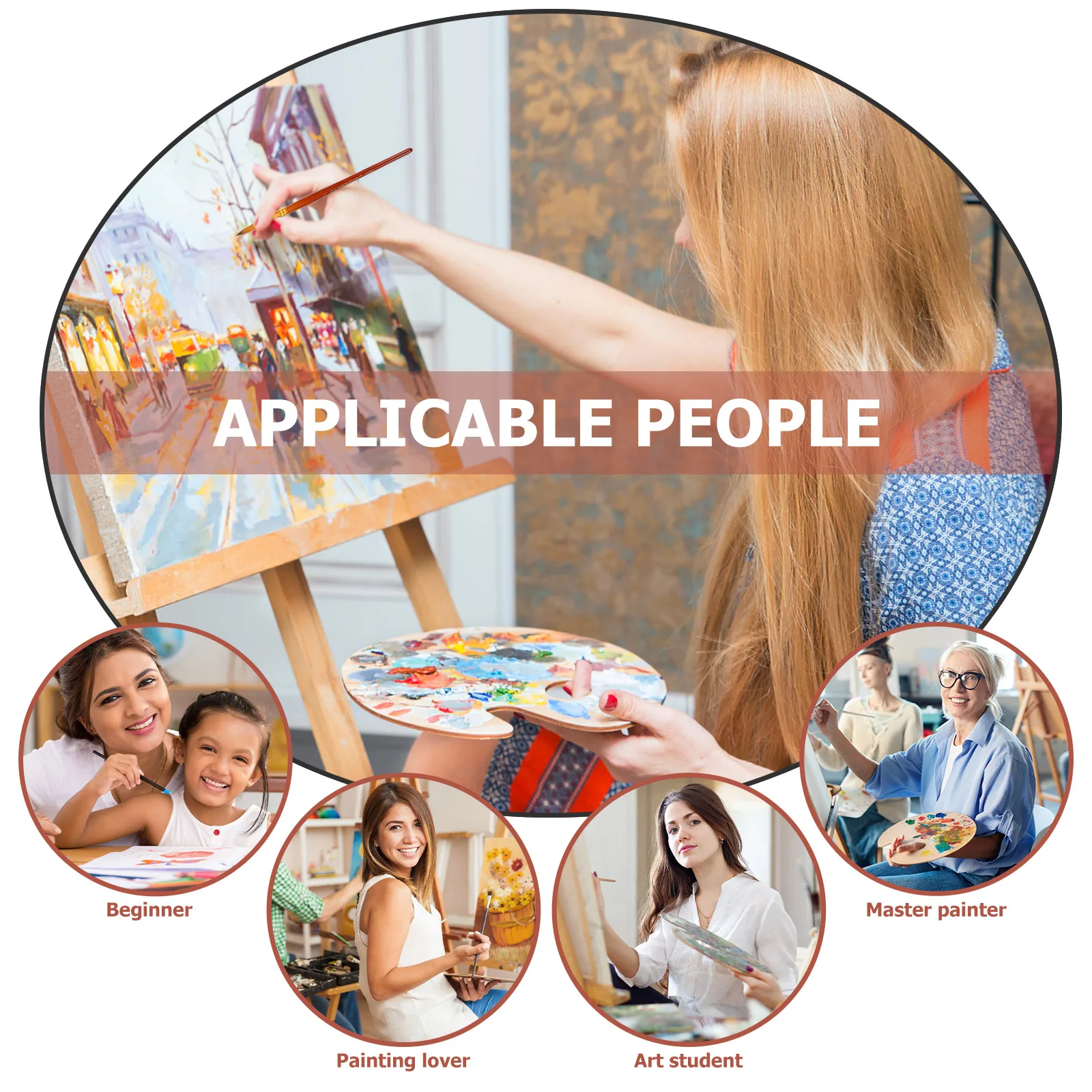 

6Pcs Paint Brush Set Nylon Fine Tip Comfortable Handle for Watercolor Gouache Acrylic Oil Painting Art Painting Supplies