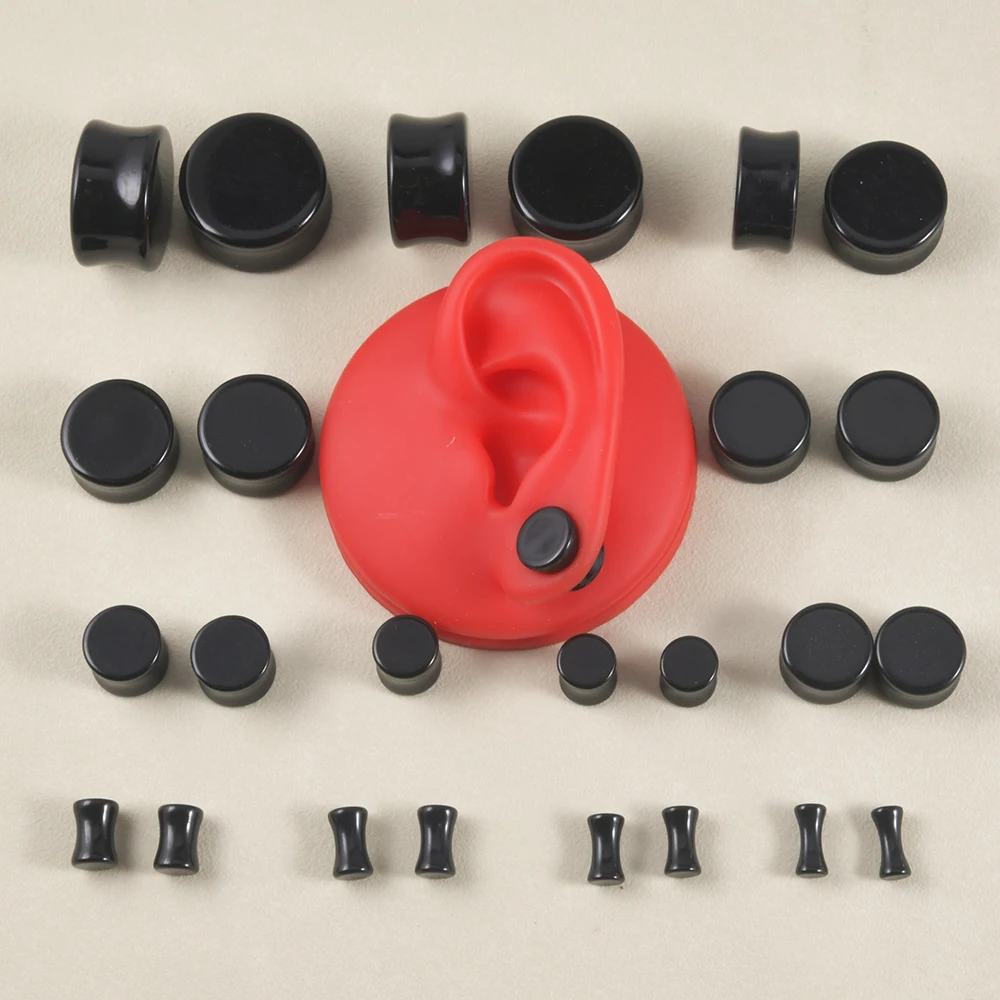 13PairsLot Acrylic Solid Ear plugs White&Black Large Big Tunnel Size Stretcher Saddle Flesh Tunnel Expander Body jewelry