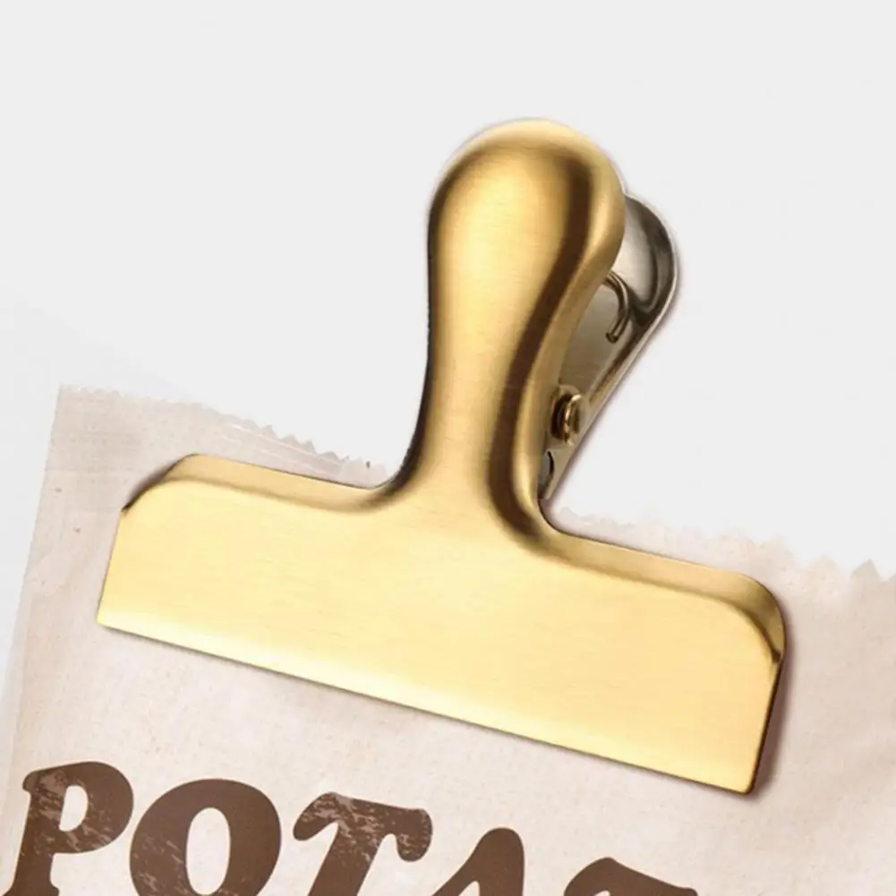 Excellent Paper Clamp Stainless Steel Sealing Clip Labour-saving Document Drawing Board Clip T Clip  Food Preservation